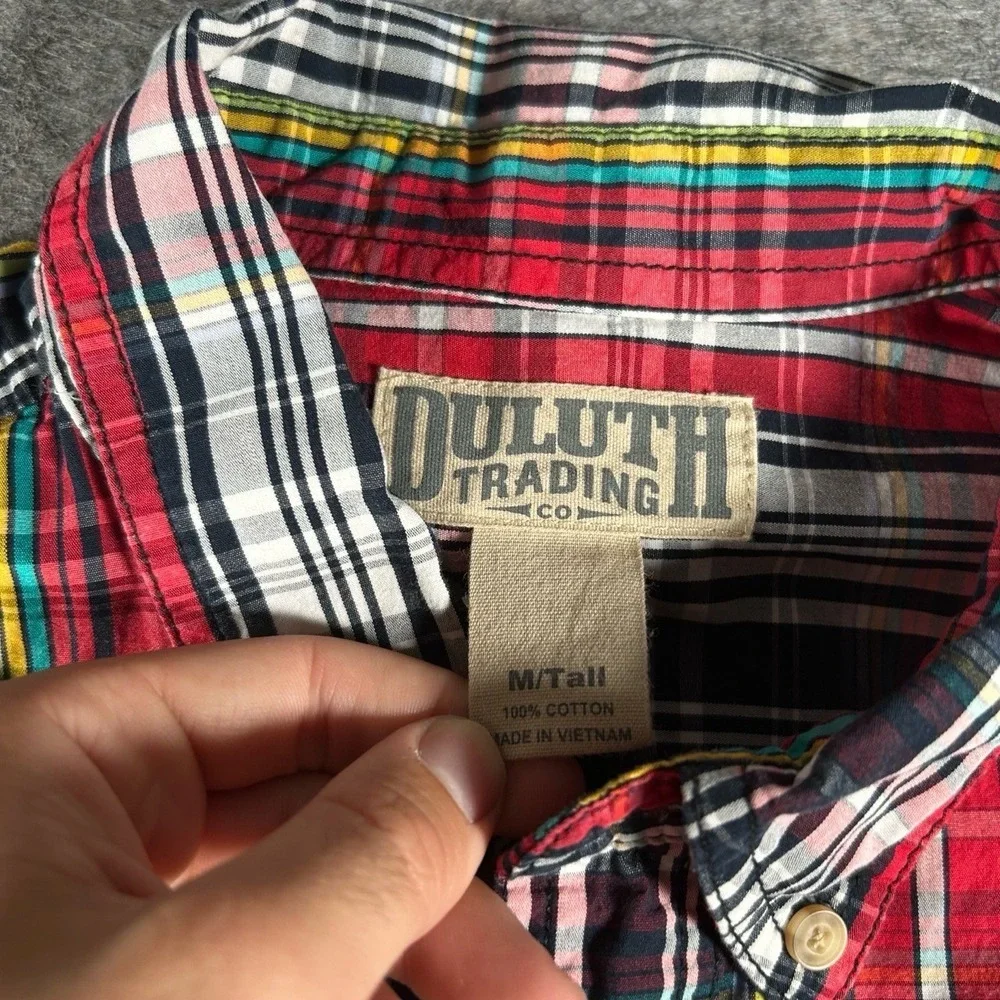 Duluth Trading Shirt Mens Medium T Plaid Short Sleeve Button Down Casual Outdoor